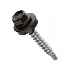 Кровельный саморез окрашенный RAL 8019 (темно-коричневый) 4,8х35 (дерево) (1000 шт/уп) Китай